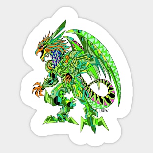 jade diamond quetzalcoatl mecha dragon ecopop robot mexican pattern art Sticker